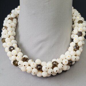 Chunky glass/smoked crystal choker